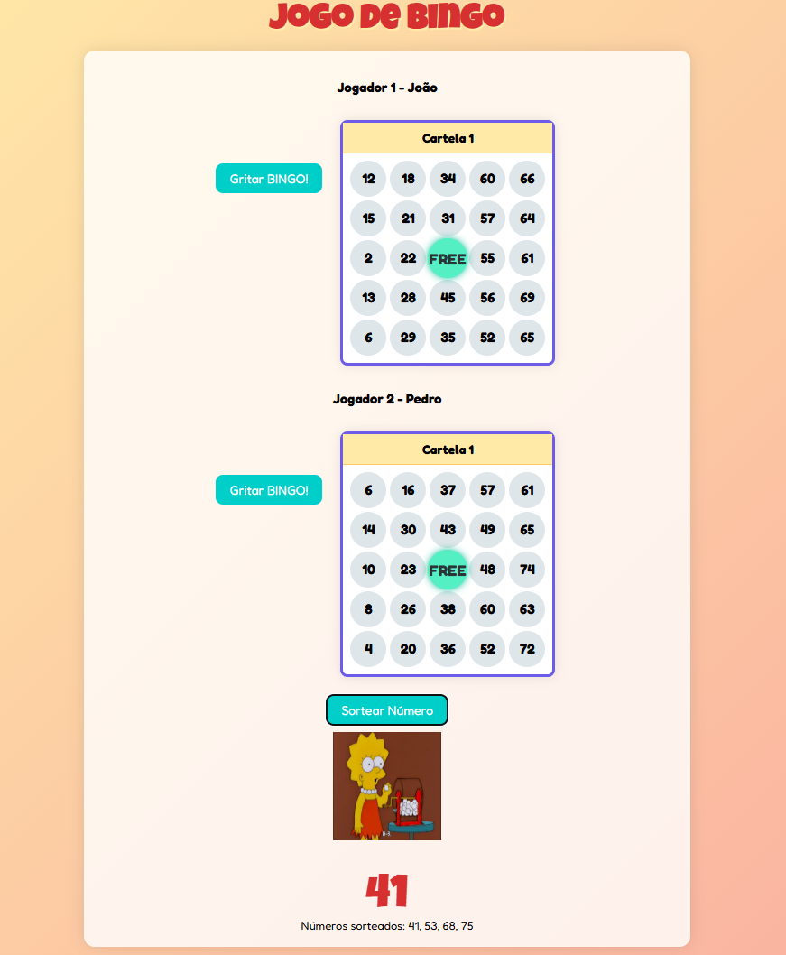 Projeto Jogo de Bingo